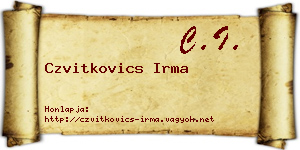 Czvitkovics Irma névjegykártya